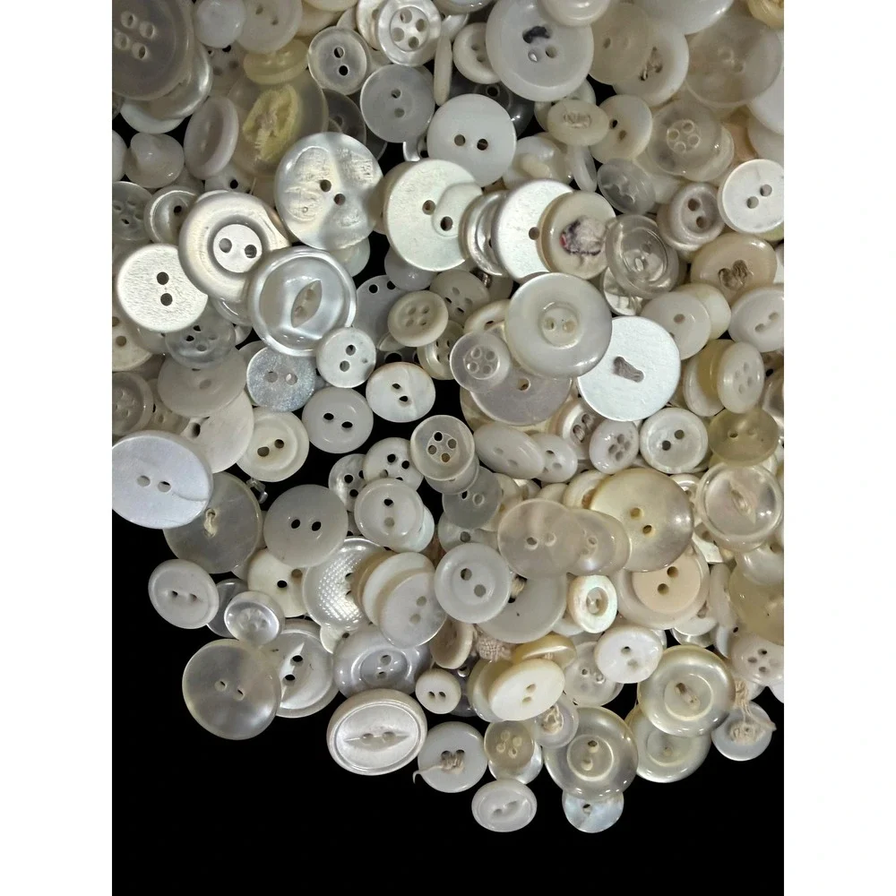 Vintage White Cream Button Huge Lot 600+ Bulk Mixed Sizes Crafts Sewing